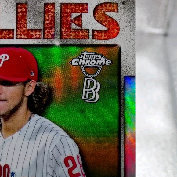 2021 Topps Chrome BEN BALLER Alec Bohm RC "SP 96 Refractor" #96TB-14 Phillies - Picture 3 of 5